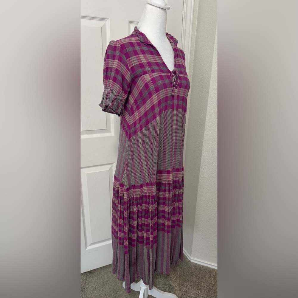 Apiece Apart Los Altos La India Plaid Short Sleeve Midi Dress Size 2 - Picture 2 of 15